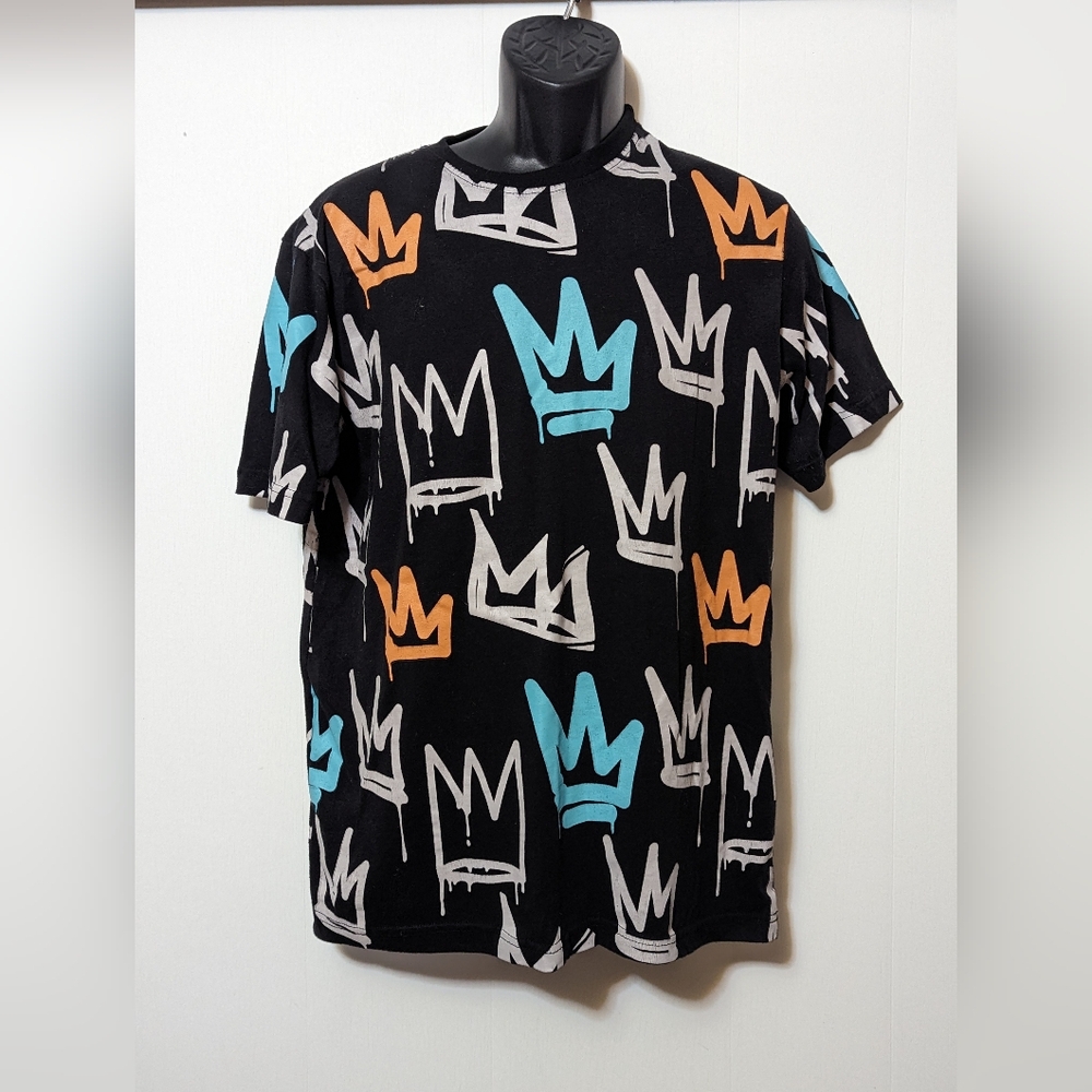 Men's Blackjack AOP Crown Black T-shirt Size Large